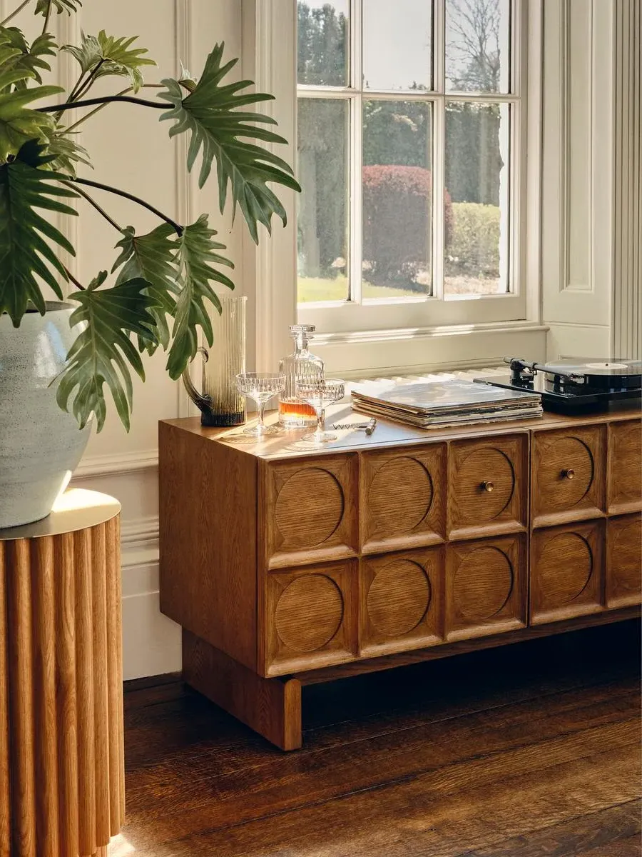 Medium Media Unit with Storage - Oak, Solid Wood product