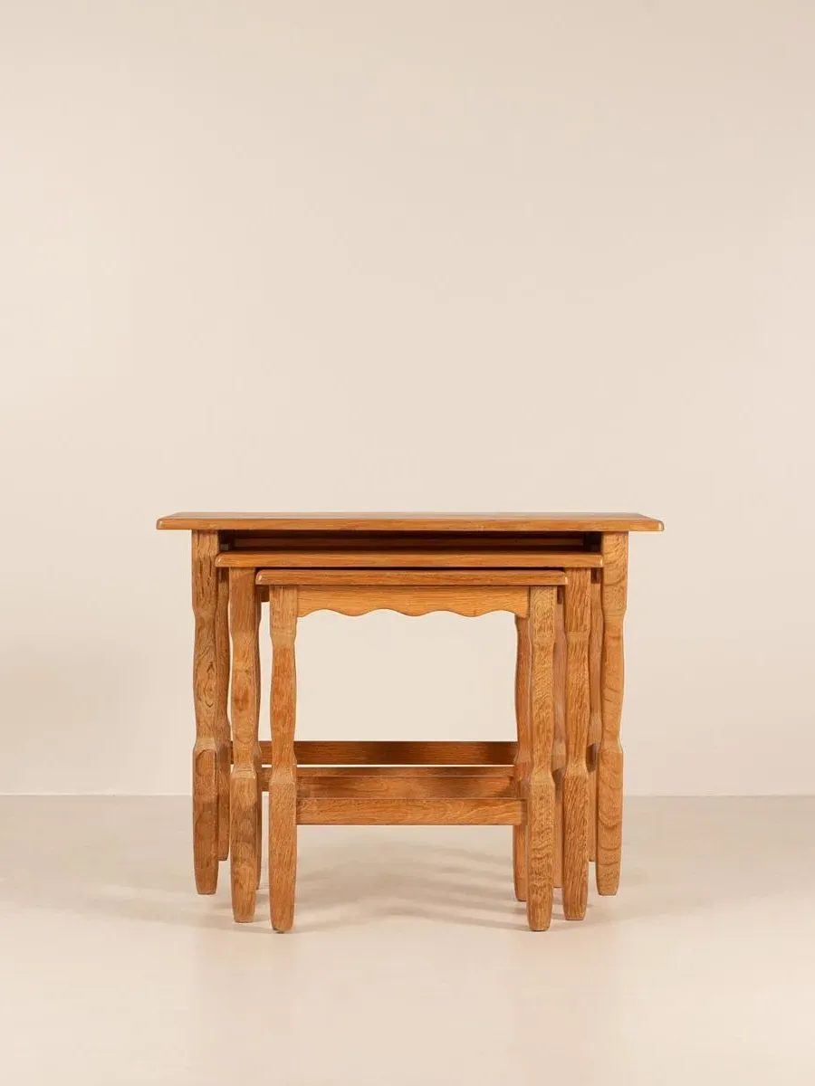 Mid Century Nesting Side Tables Set of Three - Oak product