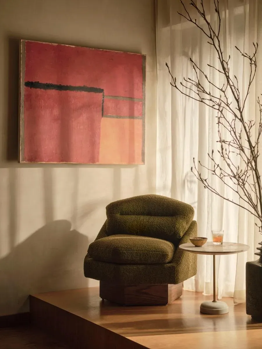Mila Swivel Armchair - Olive, Boucle Jacquard product