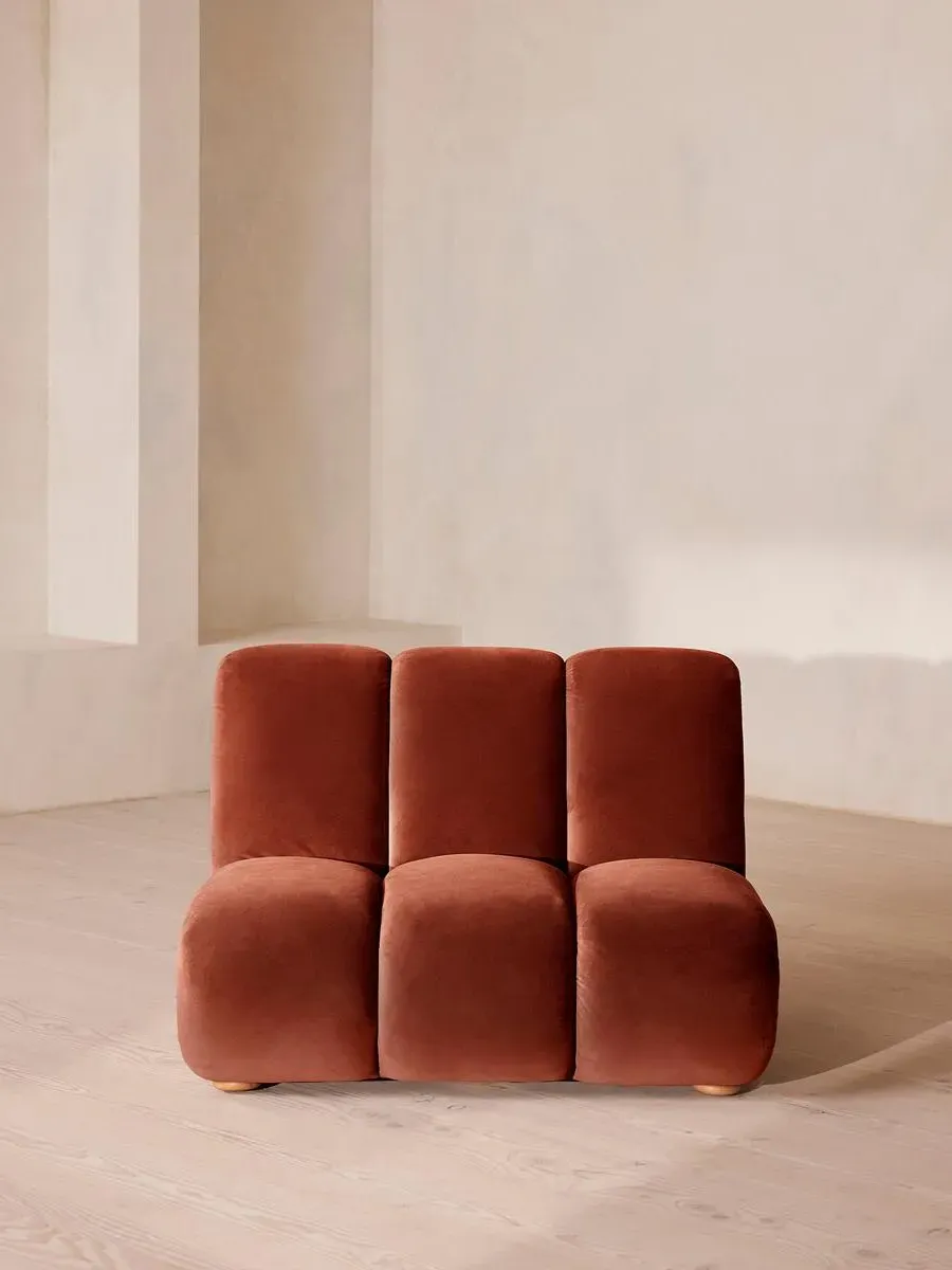 Noelle Modular Armchair with Oak Sides - Rust, Velvet product