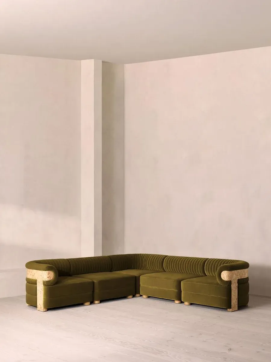 Caleb Modular Corner Sofa - Olive, Velvet product