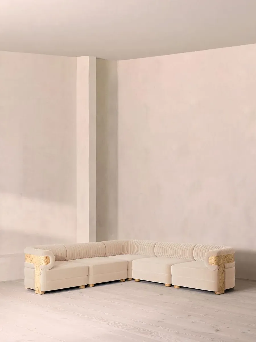 Caleb Modular Corner Sofa - Porcelain, Cotton Velvet product