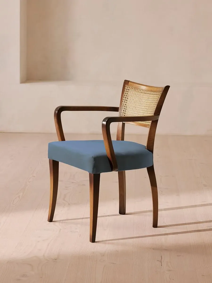 Molina Cane Back Armchair - Grey Blue, Velvet product