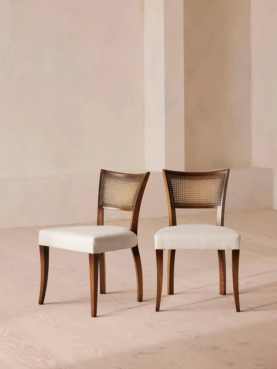 Molina Cane Back Dining Chair (Pair) - Natural, Linen by Soho Home