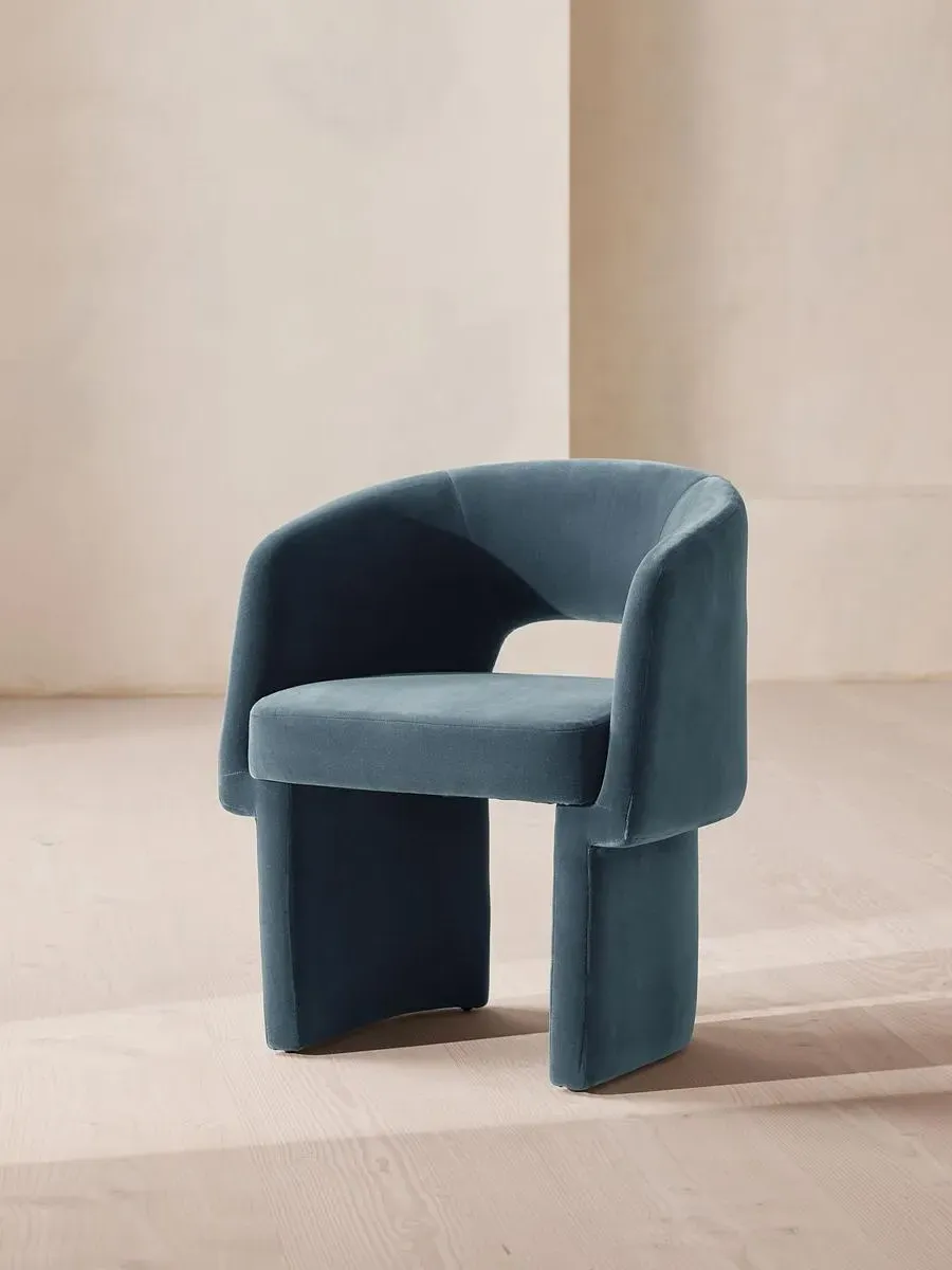 Morrell Dining Chair - Grey Blue, Velvet by Soho Home