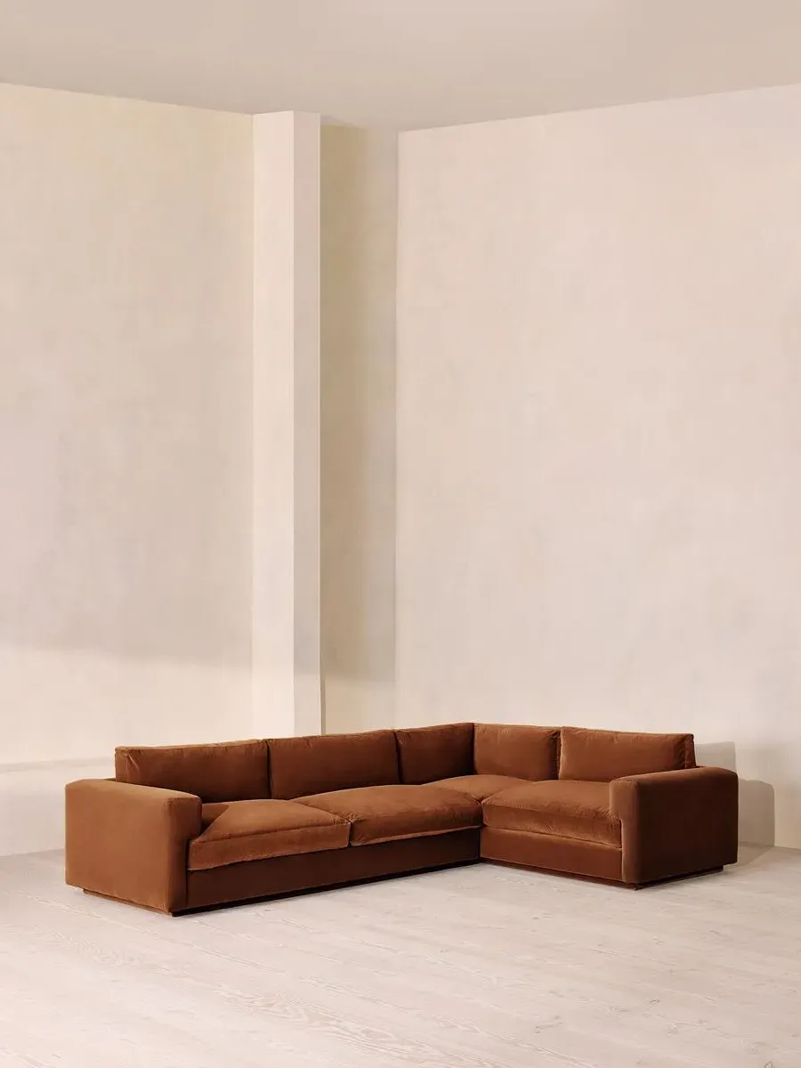 Mossley L-Shaped Sofa - Cinnamon, Velvet by Soho Home