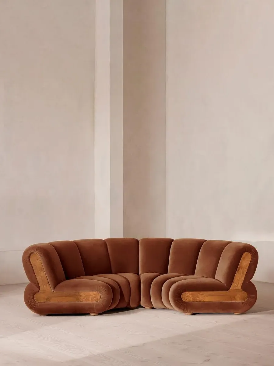Noelle 4-Seater Curved Modular Sofa - Cinnamon, Velvet product