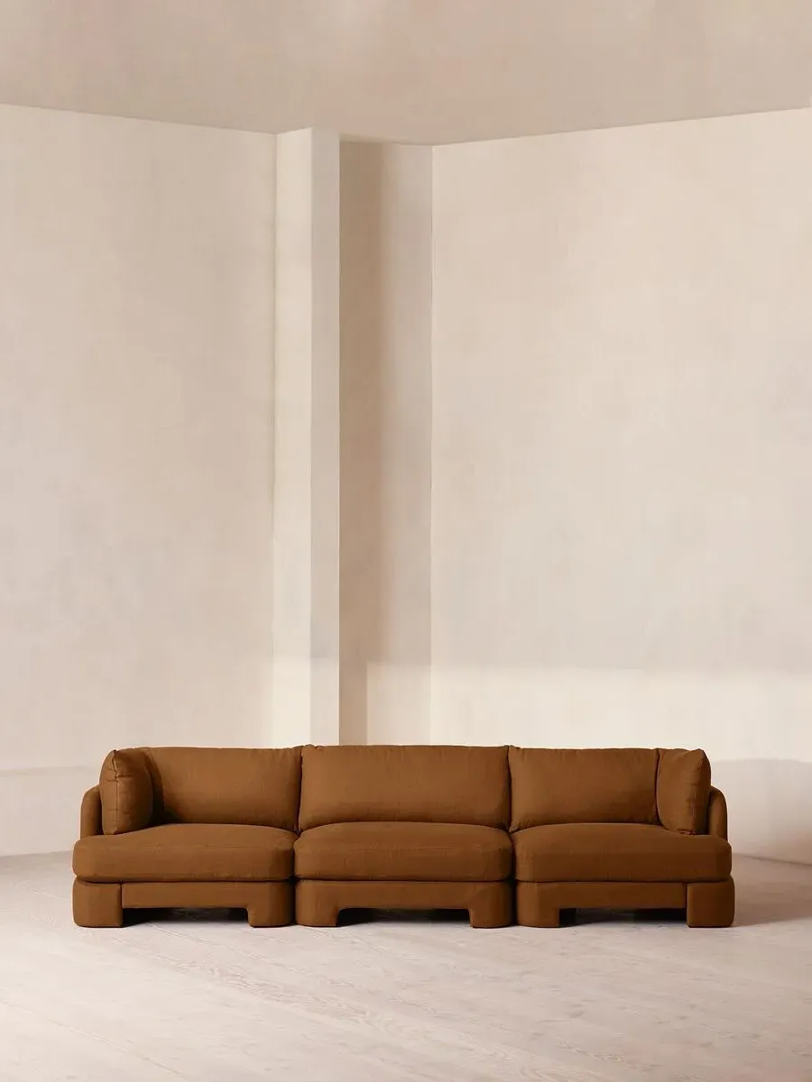 Odell Four Seater Modular Sofa - Terracotta, Linen by Soho Home