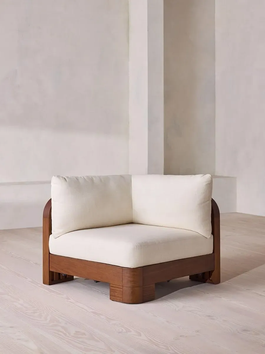 Odell Outdoor Corner Module Sofa - Off White, Iroko Wood product