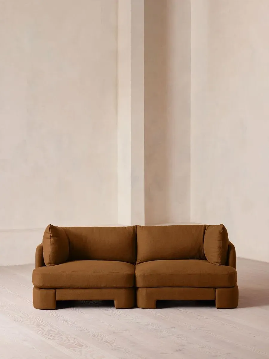 Odell Three Seater Modular Sofa - Terracotta, Linen by Soho Home