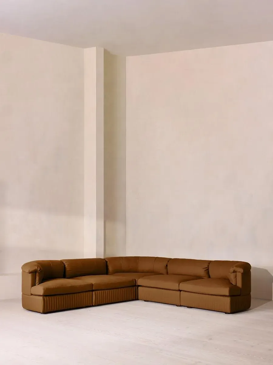 Oona Deep Sit Corner Modular Sofa - Terracotta, Linen by Soho Home