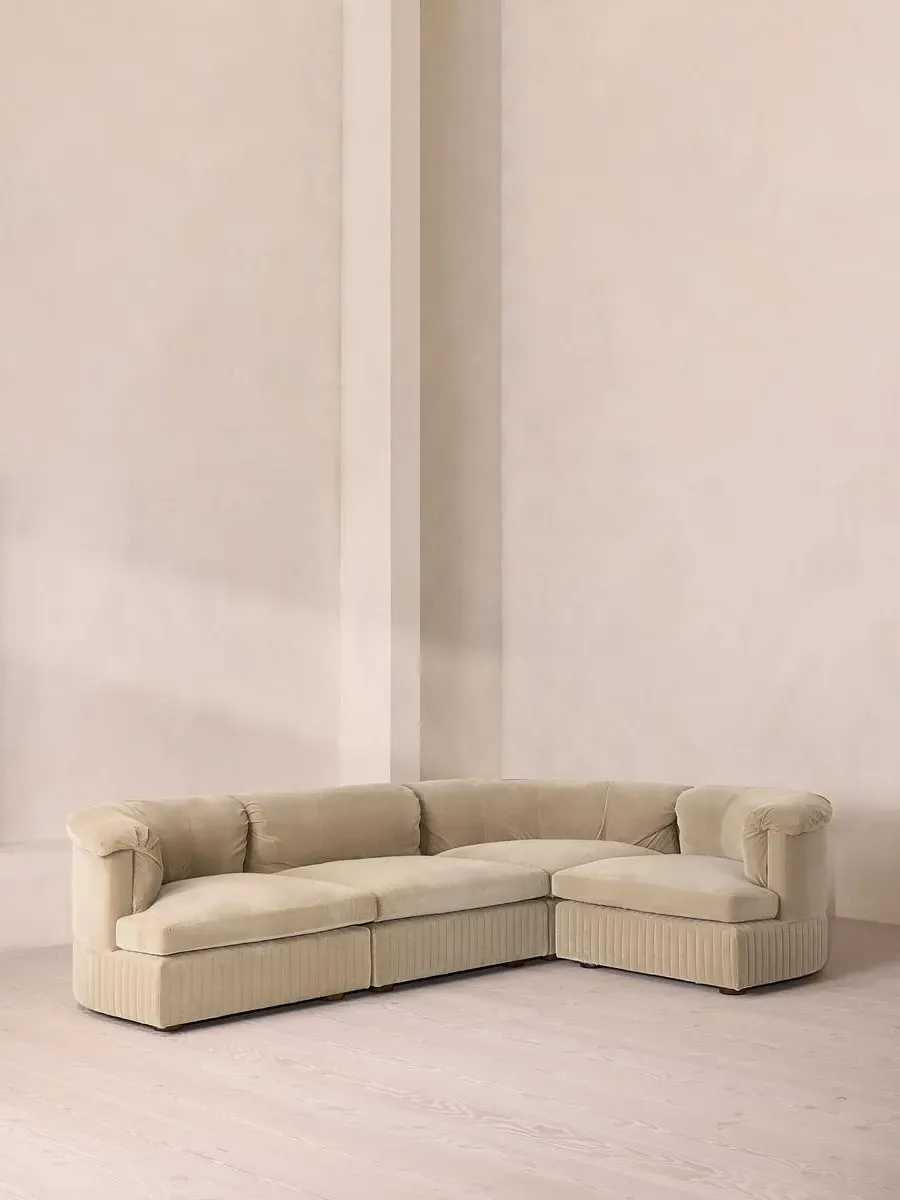 Oona L-Shaped Modular Sofa - Oyster, Velvet product