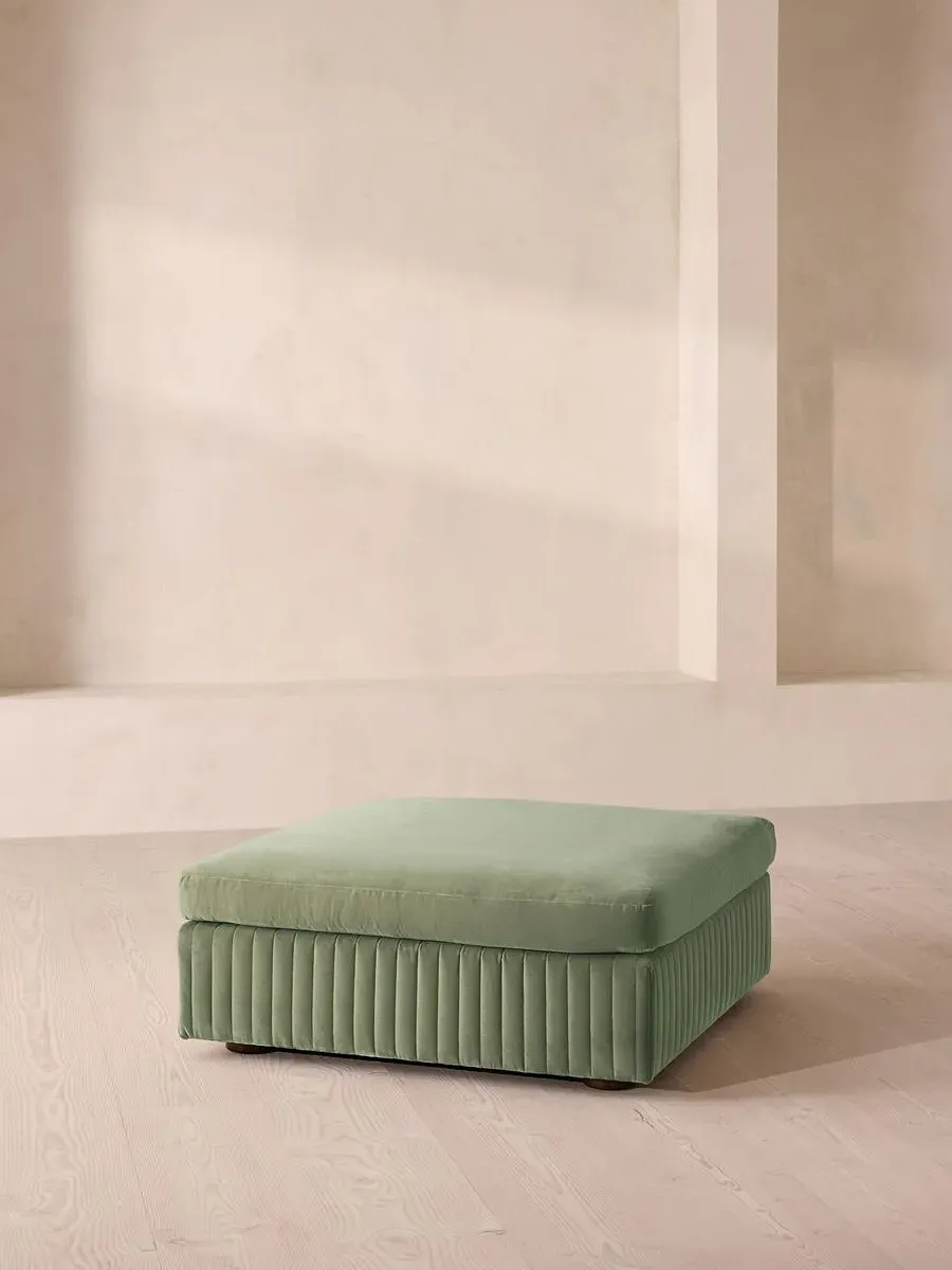 Oona Ottoman - Seafoam, Velvet by Soho Home