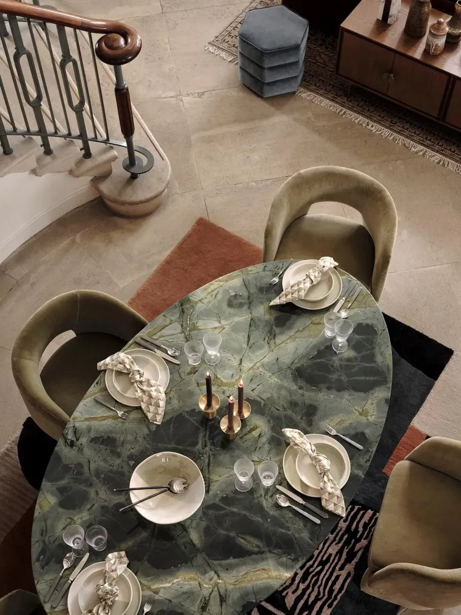 Oval Dining Table - Green, Brazilian Marble product