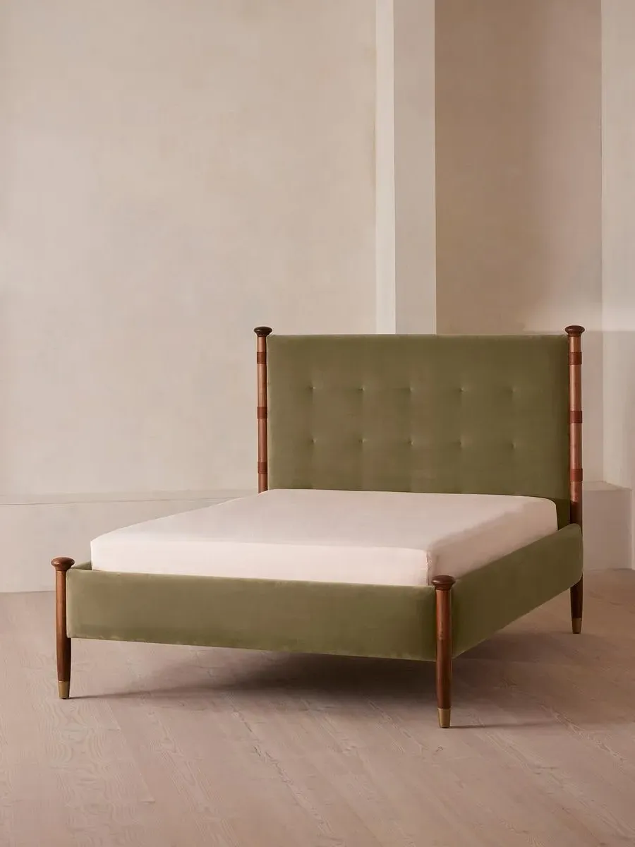Paolo King Size Bed Frame - Lichen, Cotton Velvet product