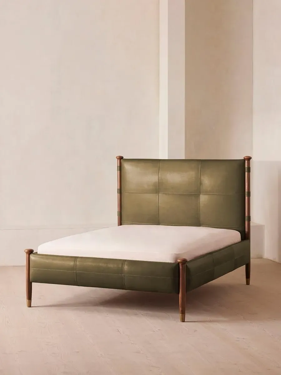 Paolo King Size Bed Frame - Moss, Leather product