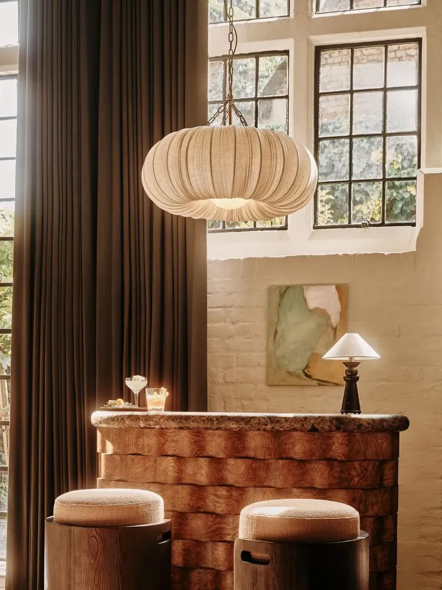 Penny Round Pendant Light - Antique Brass, Cotton by Soho Home