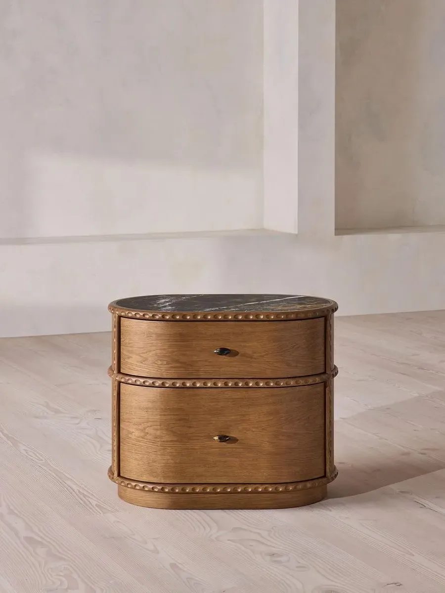 Pietro Large Bedside Table with Storage - Michelangelo Marble, Oak product