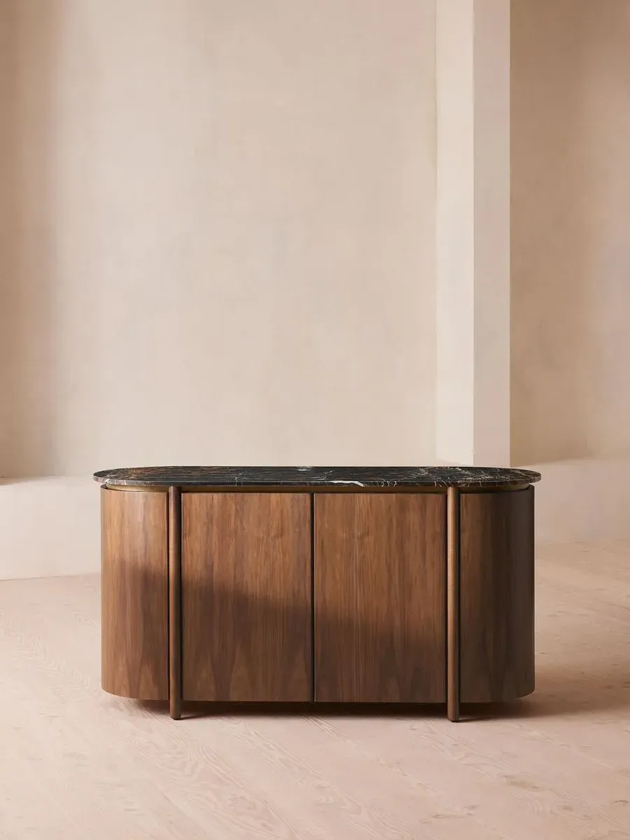 Pill-Shaped Sideboard with Soft-Close - Walnut