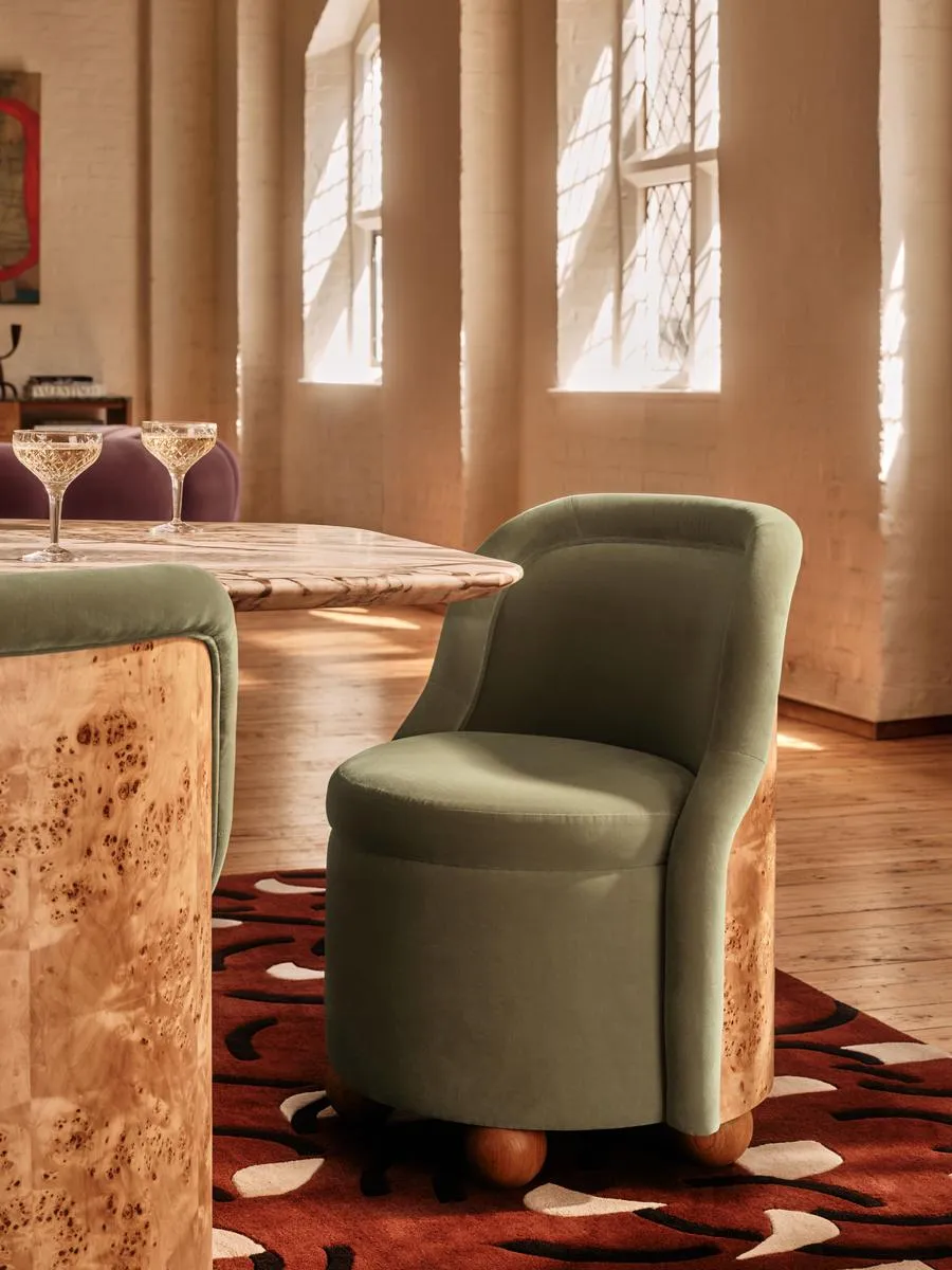 Poline Tub Dining Chair - Seafoam, Velvet by Soho Home