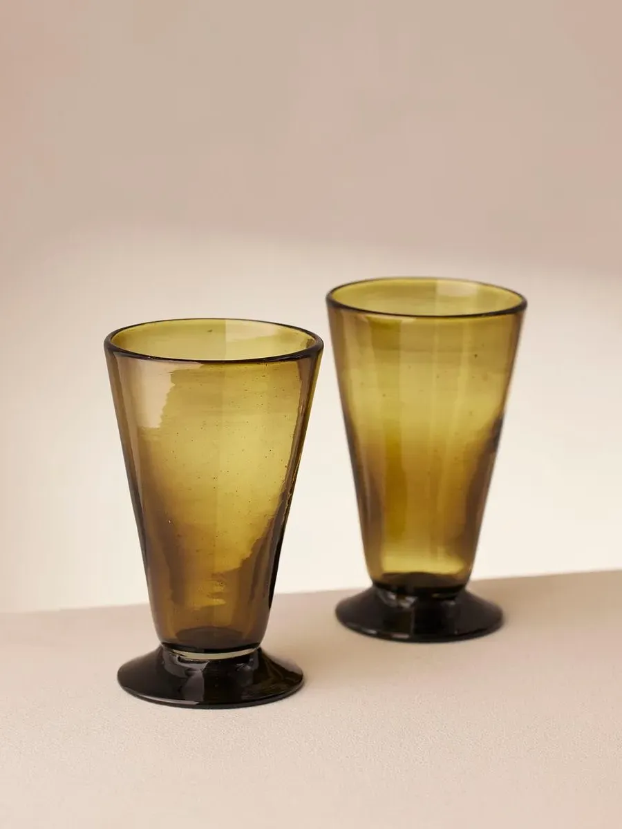 Purton Highball Glasses Set of Two - Olive Green, Glass product