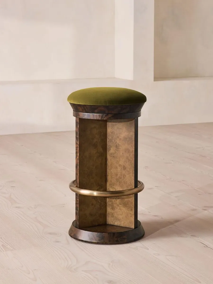 Rafaella Barstool - Olive, Velvet by Soho Home