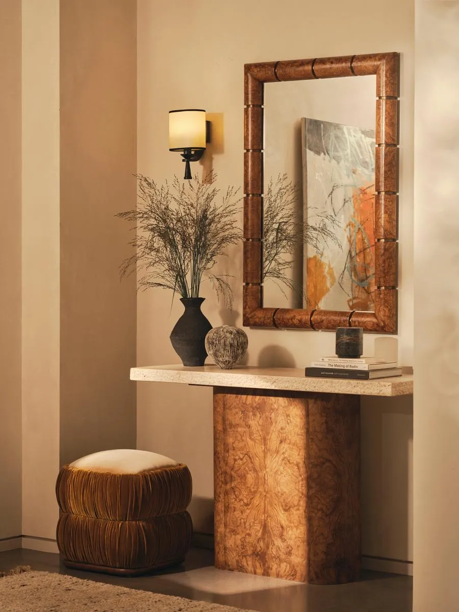 Ramsey Console Table - Classico Travertine, Olive Ash Burl product