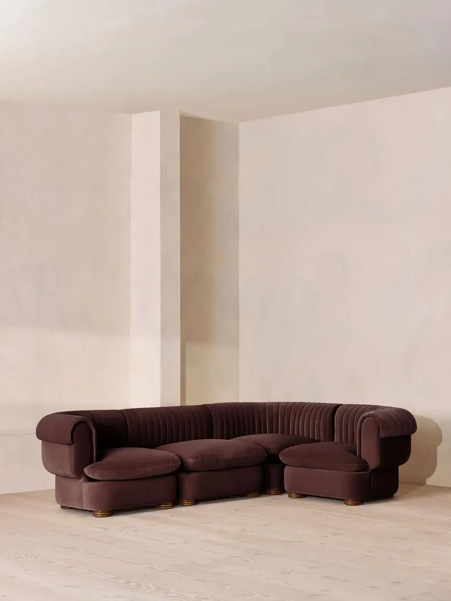 Rava L-Shaped Modular Sofa - Aubergine, Velvet product