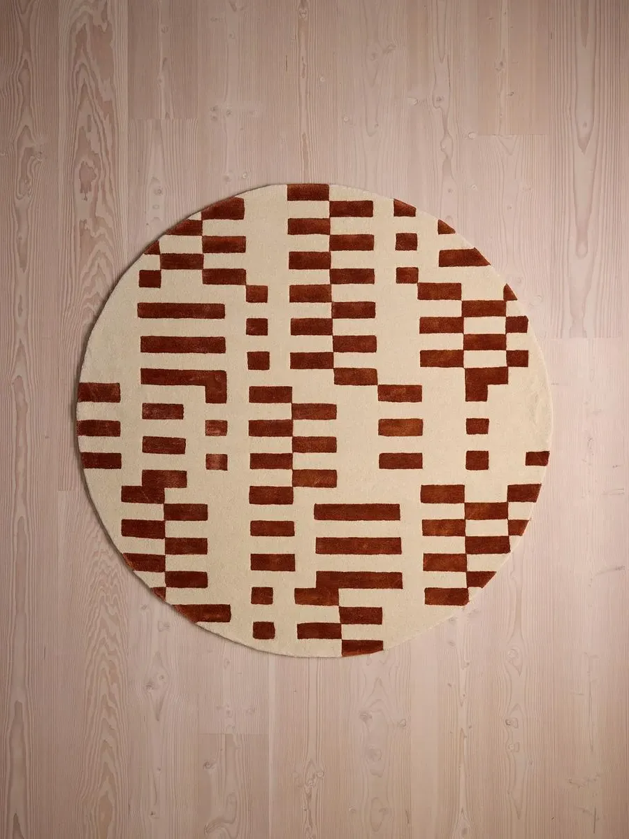 Raya Round Rug - Rust, Wool Mix by Soho Home