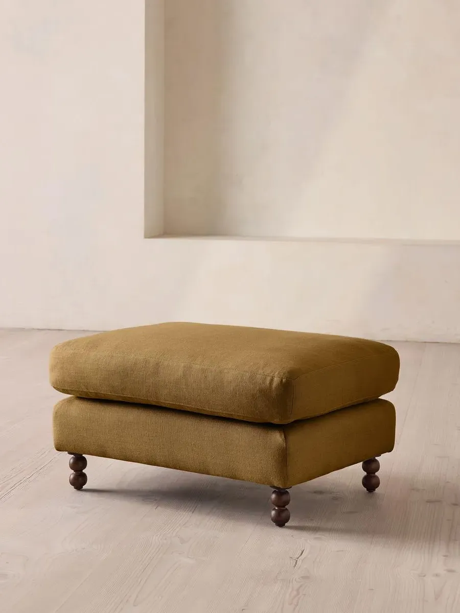 Audrey Rectangle Ottoman - Ochre, Linen by Soho Home
