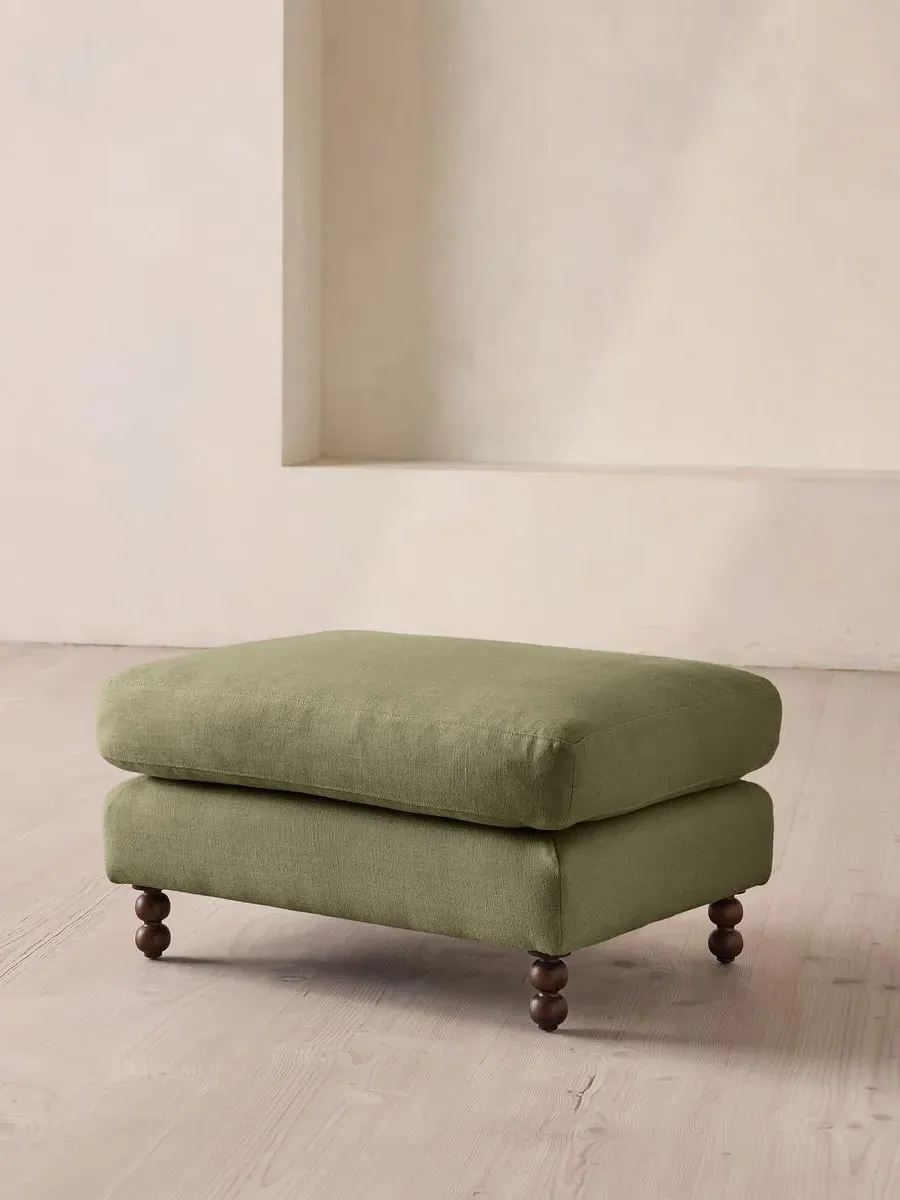 Audrey Rectangle Ottoman - Sage, Linen by Soho Home