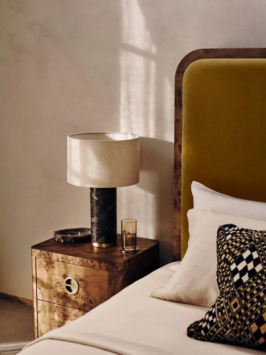 Remi Stone Table Lamp - Brown, Marble product