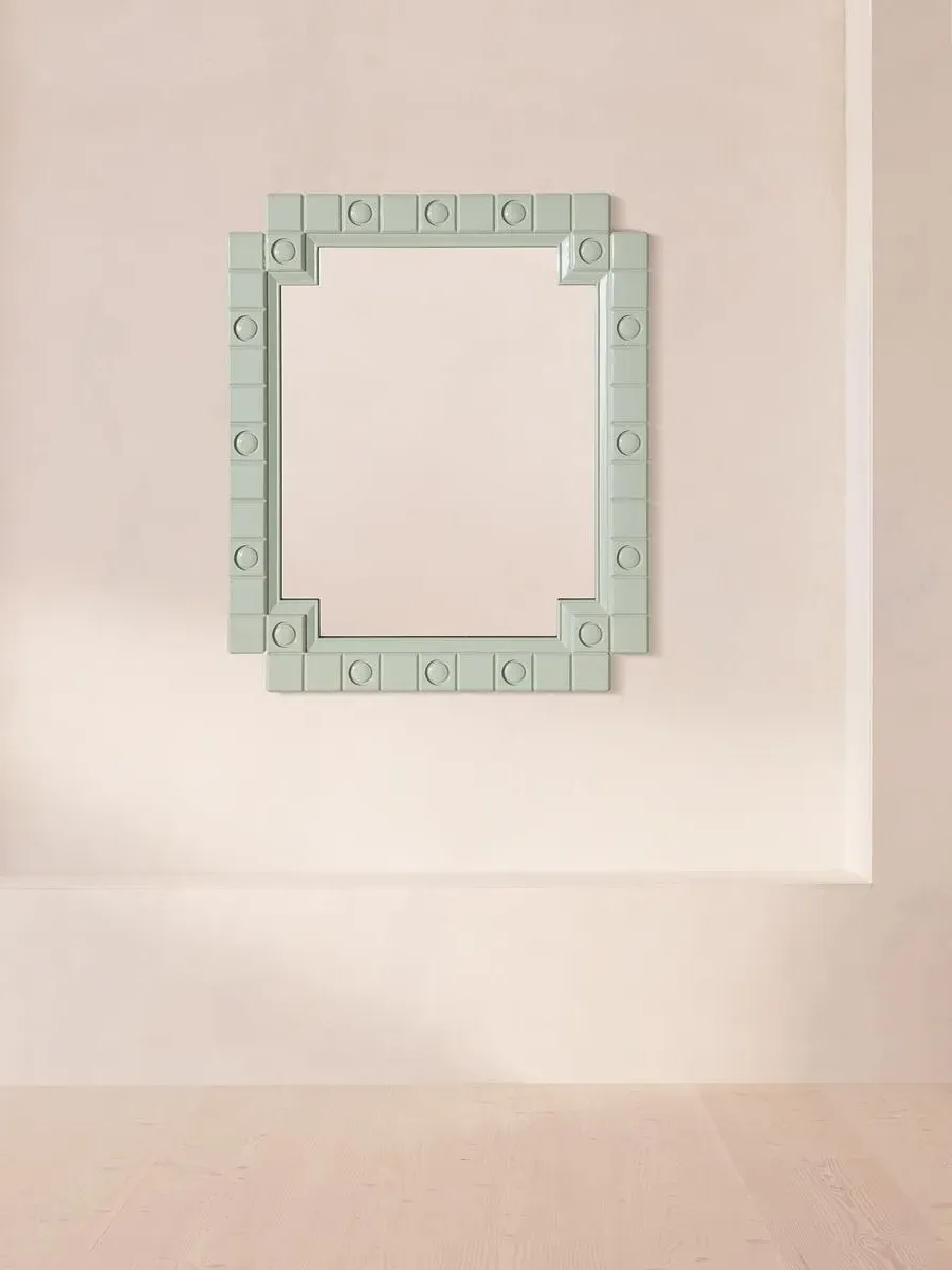 Reno Rectangular Wall Mirror - Mint, Lacquered Resin by Soho Home