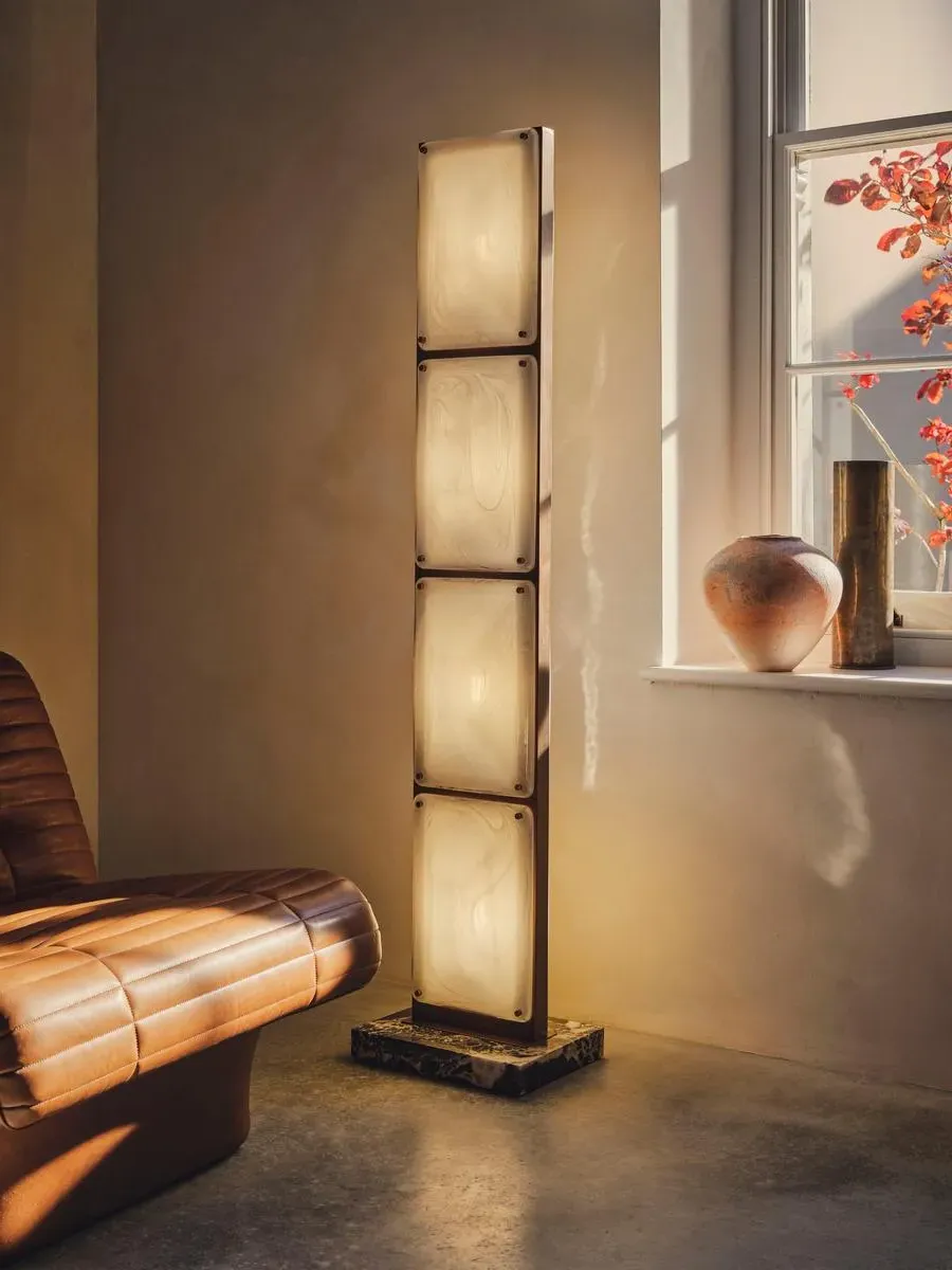 Riccardo Floor Lamp - Antique Brass, Marble product
