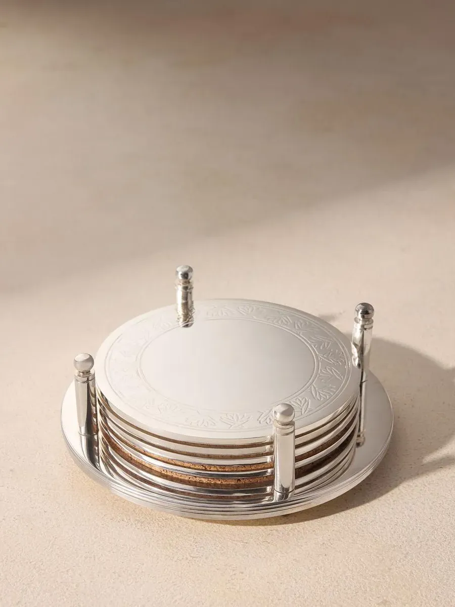 Rochester Engraved Coasters Set of Four - Silver by Soho Home