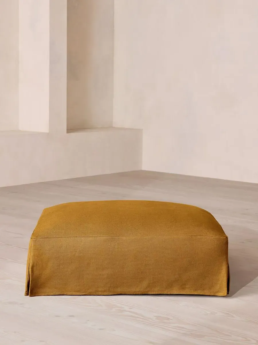 Roma Square Ottoman - Turmeric, Linen product