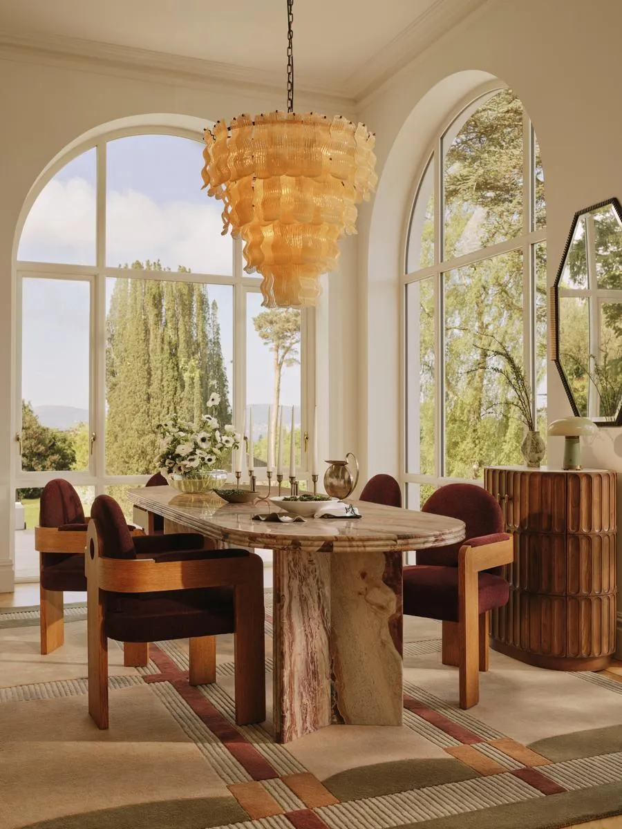 Rosaline 8-Seater Round Dining Table - Rosso Orobico Marble by Soho Home