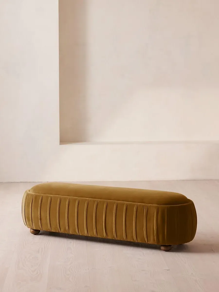 Round Bench - Mustard, Velvet by Soho Home