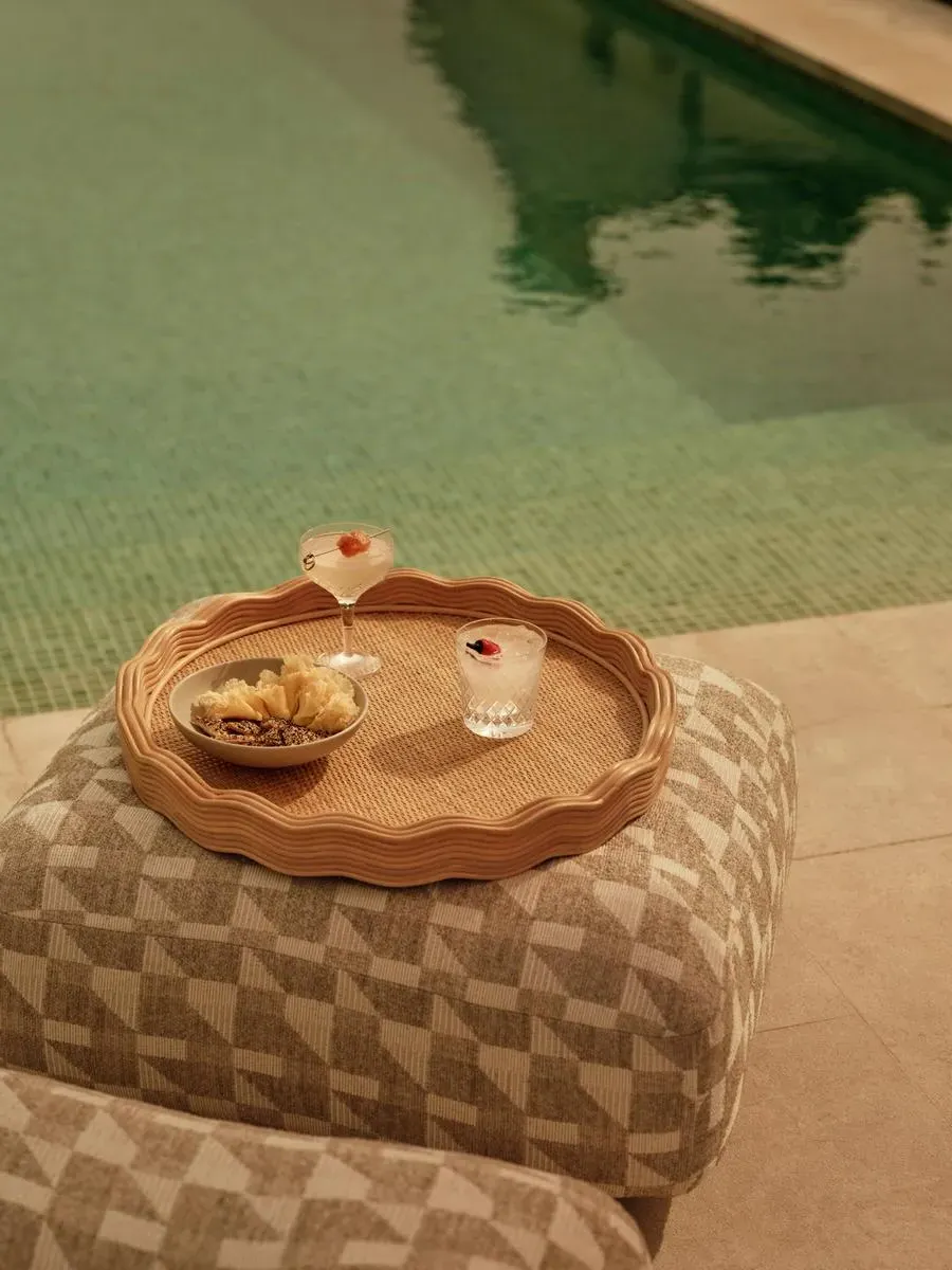 Round Serving Tray - Natural Rattan product