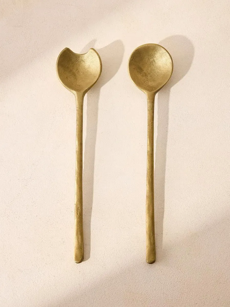 Salad Servers with Hammered Detail - Brass by Soho Home
