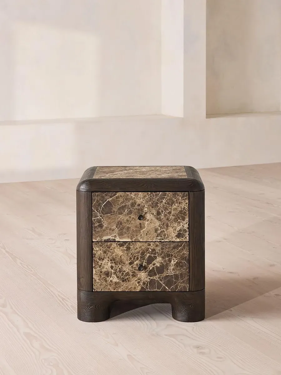 Salton Bedside Table - Dark Emperador, Marble by Soho Home