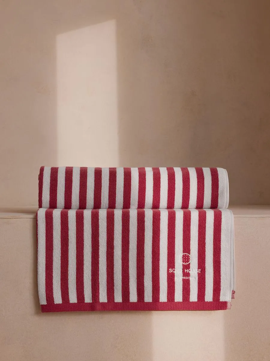 Shoreditch House Pool Towel - White, Red product