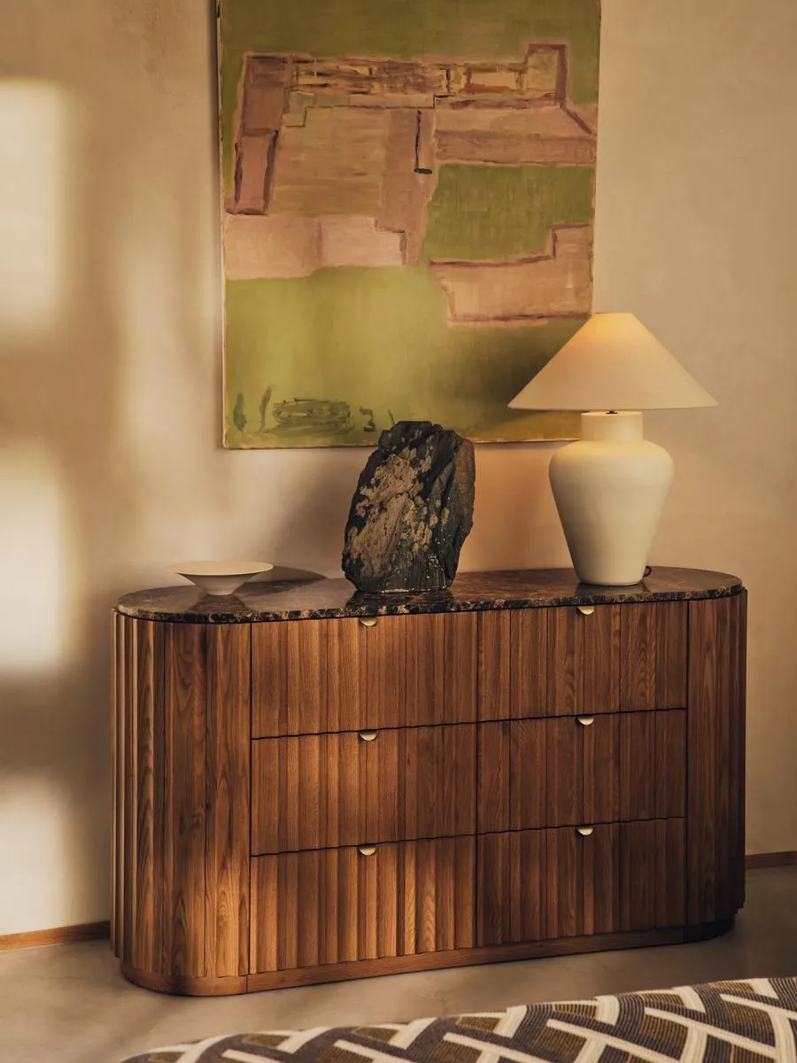 Six Drawer Dresser - Dark Emperador, Marble product