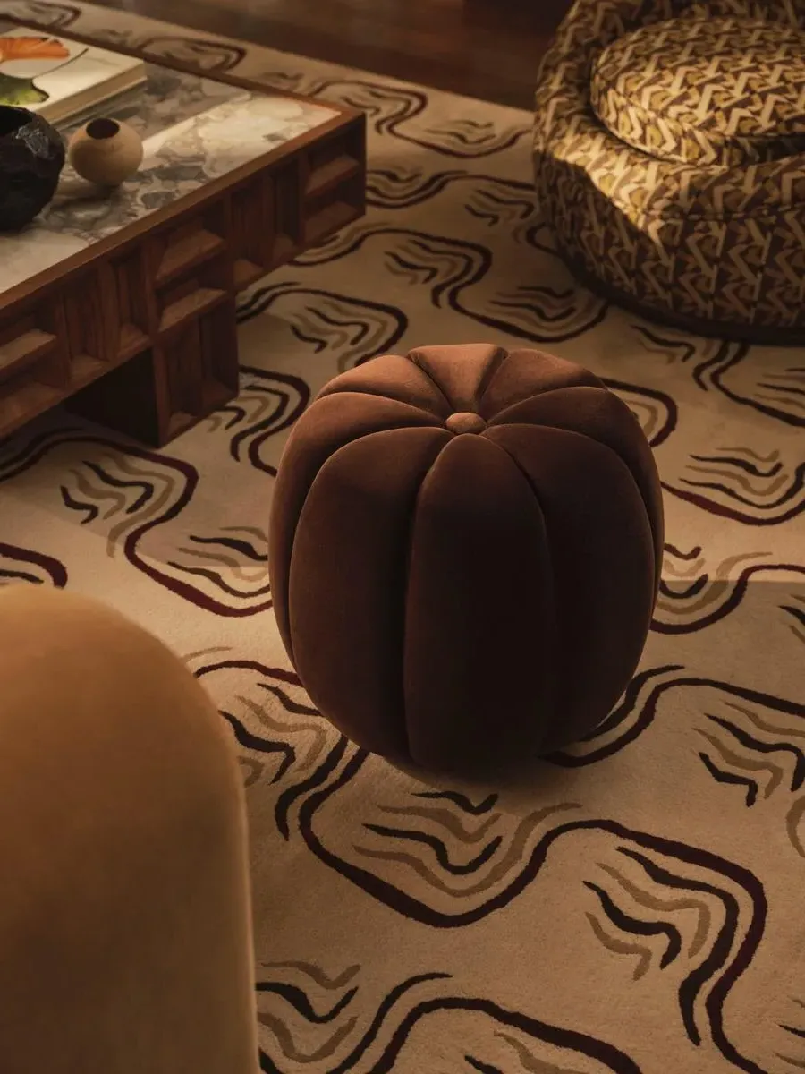 Sofia Footstool - Chocolate, Cotton Velvet product