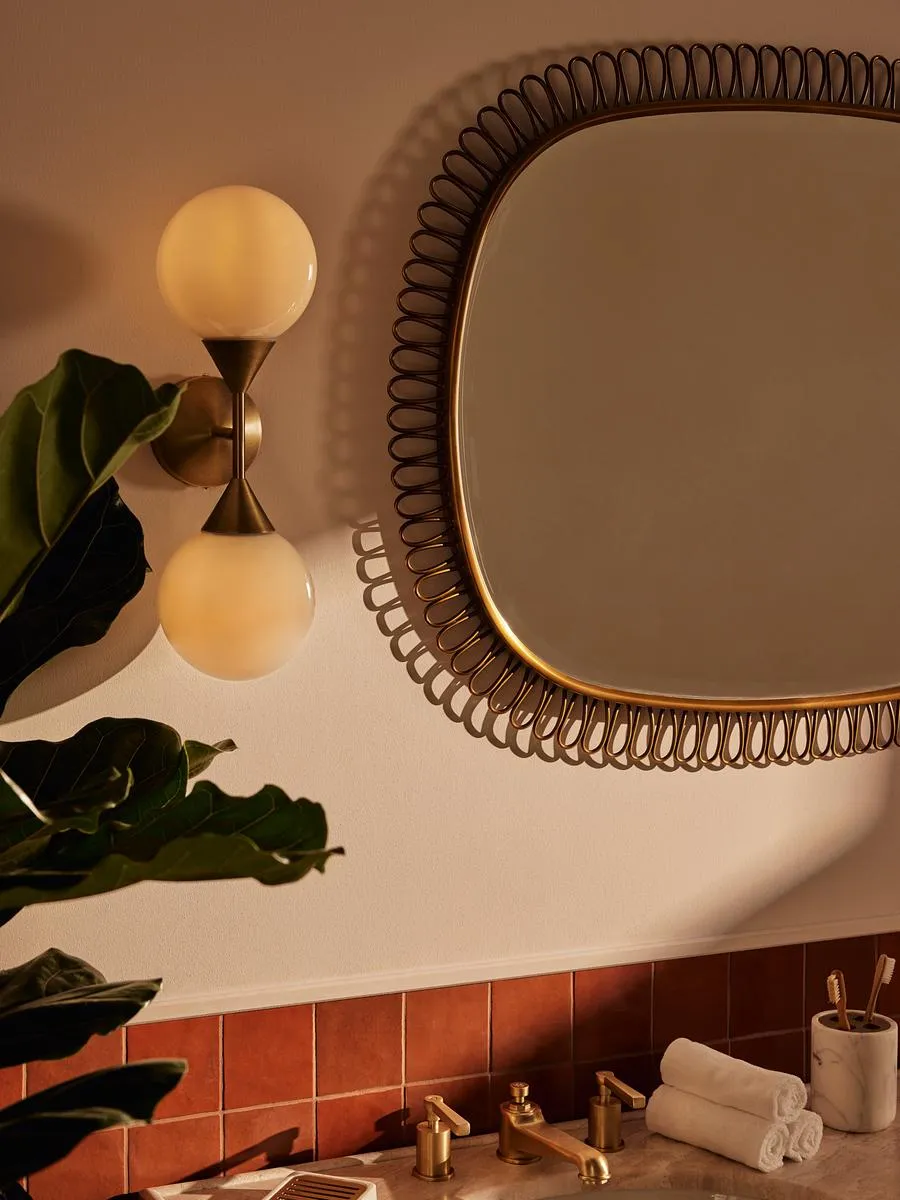 Spindle Wall Light - Antique Brass, Glass product