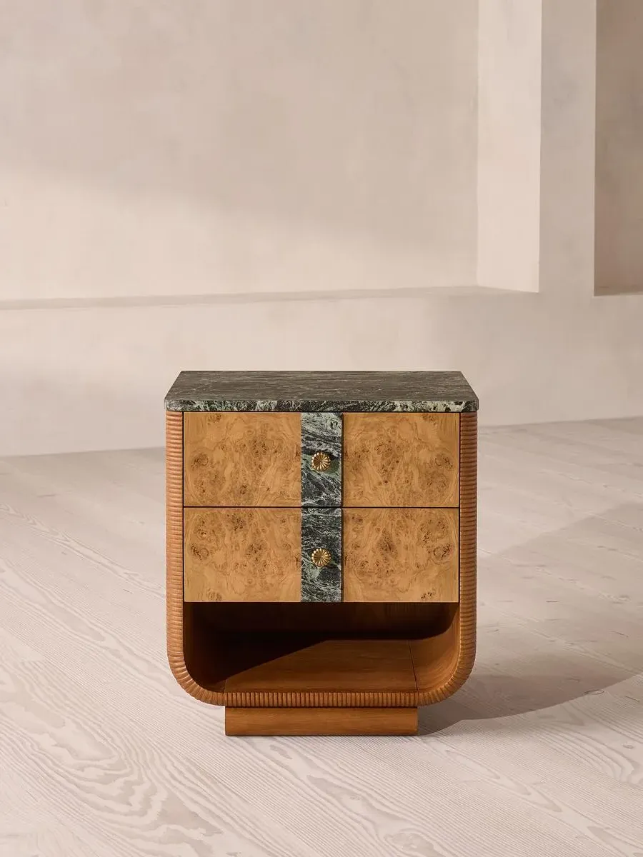 Basil Bedside Table - Green, Marble product
