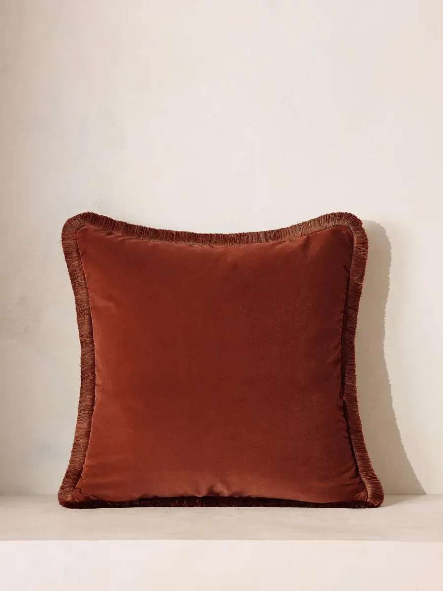 Margeaux Square Cushion with Fringing - Rust, Velvet product