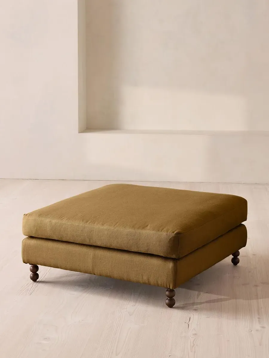 Audrey Square Ottoman - Ochre, Linen by Soho Home