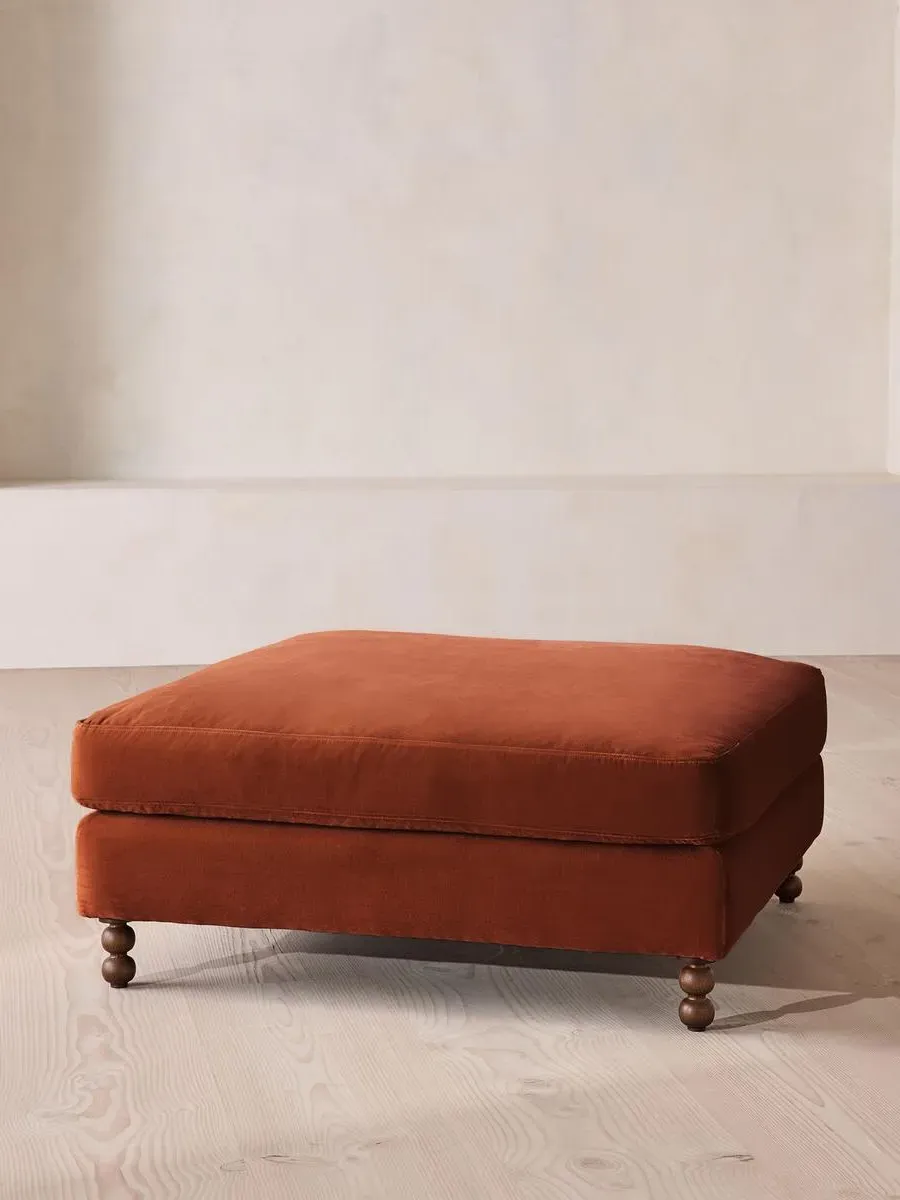 Audrey Square Ottoman - Rust, Velvet
