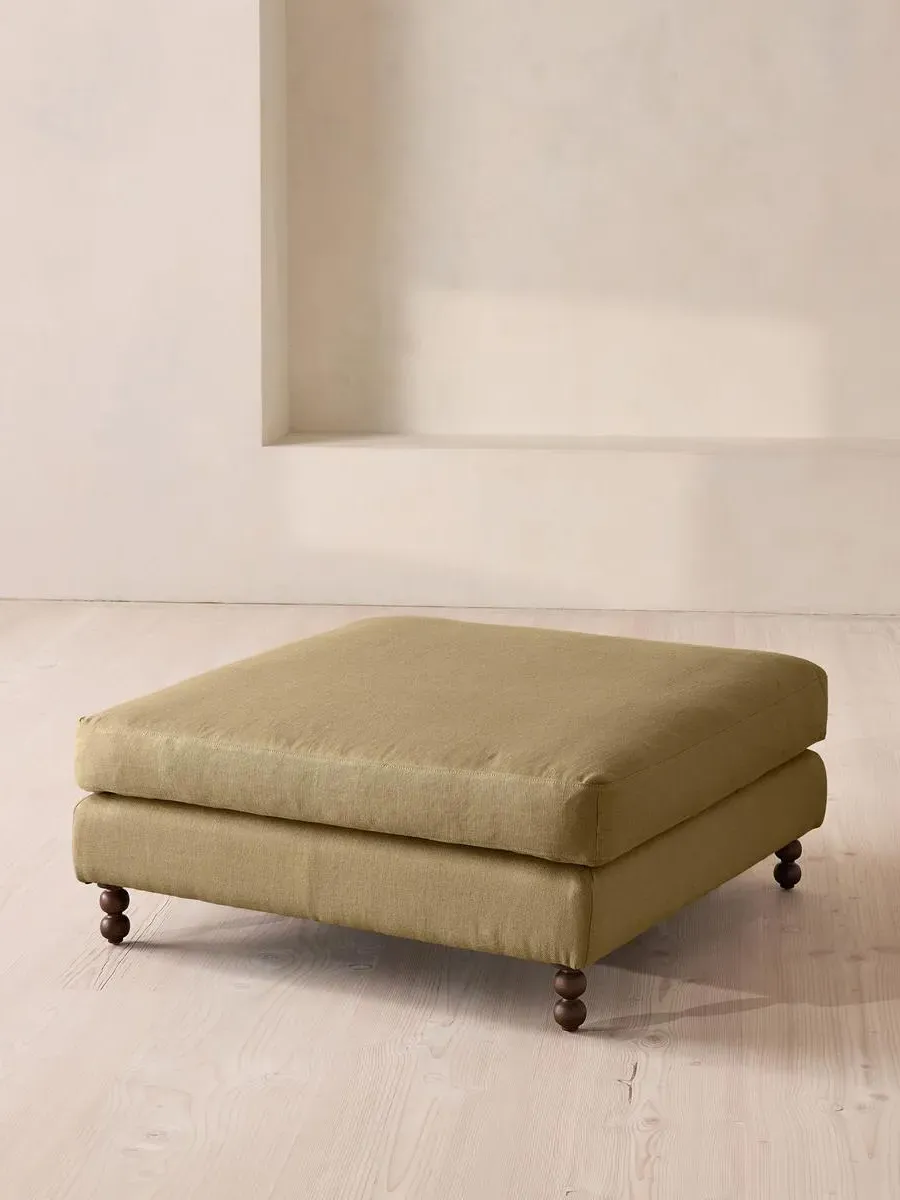 Audrey Square Ottoman - Wheat, Linen